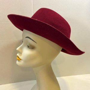 Burgundy Red Felt Wool Hat Fedora Trilby Western Bolivia Handmade